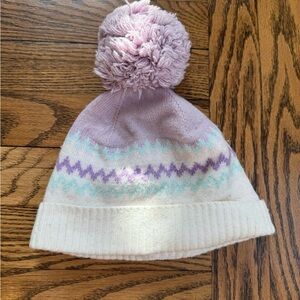 Janie and Jack Lavender and Cream Pom-Pom Hat